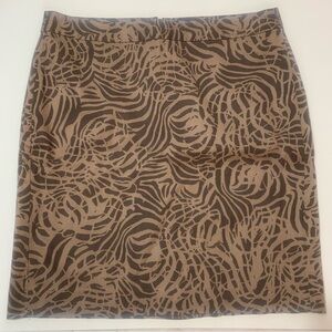 Banana Republic Animal Print Pencil Mini Skirt Brown Tan Size 10